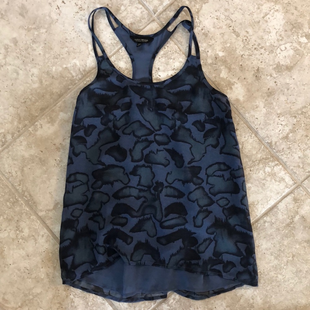 Lucky brand blue cheetah tank top